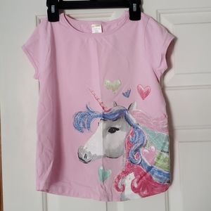 Gymboree girls pink tshirt with unicorn decal